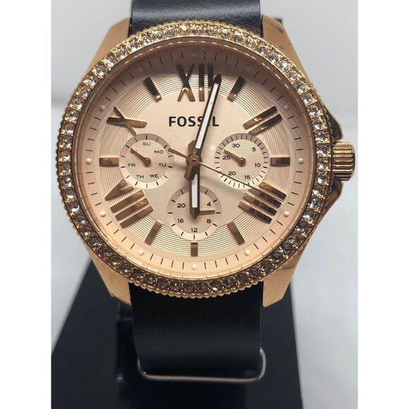 Fossil AM4483 Women's Leather Analog Dial Quartz Watch With Custom Band RK374 - Picture 1 of 11